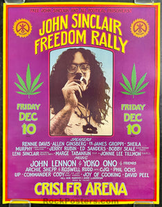 AUCTION - AOR 4.194 - John Lennon & Yoko Ono - Sinclair Freedom Rally - Gary Grimshaw - 1971 Poster - Crisler Arena - Very Good