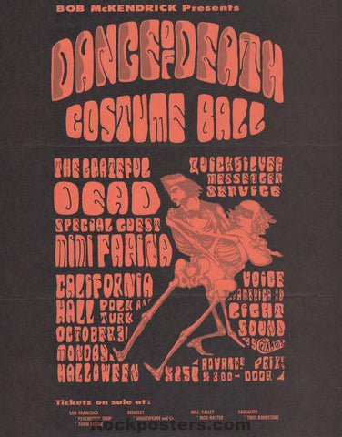 AUCTION - AOR 2.143 - Grateful Dead - Dance of Death - 1966 Handbill - California Hall -  Excellent