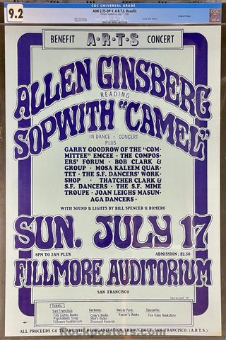 AUCTION - AOR 2.75 - Allen Ginsberg - Wes Wilson - 1966 Poster -  Fillmore Auditorium - CGC Graded 9.2