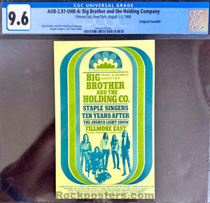 AOR 2.97 - Janis Joplin & Big Brother - 1968 Postcard - Fillmore East - CGC Graded 9.6