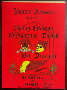 AUCTION - AOR 4.222 - Grateful Dead Bo Diddley - Hells Angels - 1972 Poster - Academy of Music NYC - Rough
