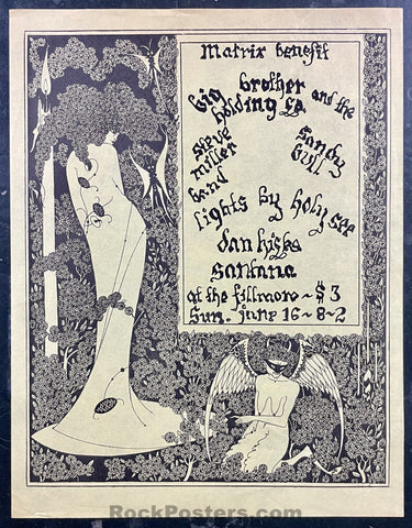 AUCTION - Art of Fillmore Pg. 123 - Janis Joplin Santana - 1968 Handbill - Matrix Benefit @ Fillmore - Excellent