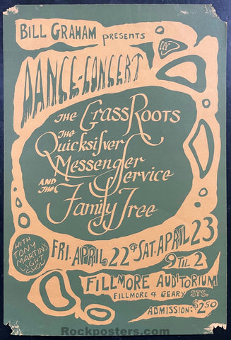 BG-0 - Quicksilver Grass Roots - Bonnie MacLean - 1966 Poster - Fillmore Auditorium - Rough