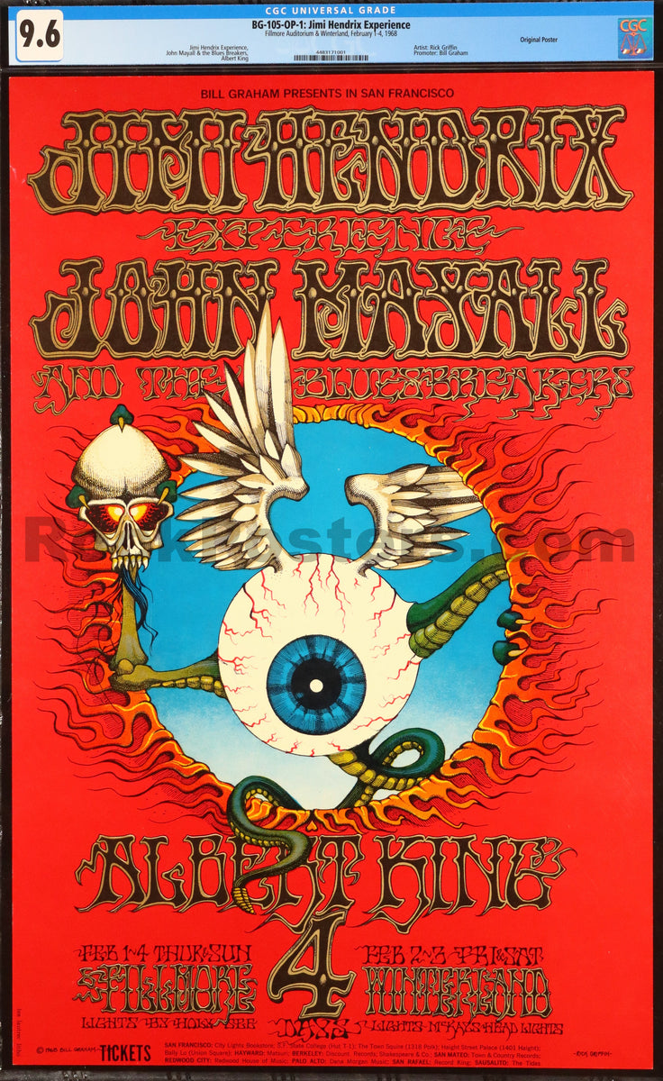 BG-105 - Jimi Hendrix Experience - Rick Griffin - 1968 Poster - Fillmo
