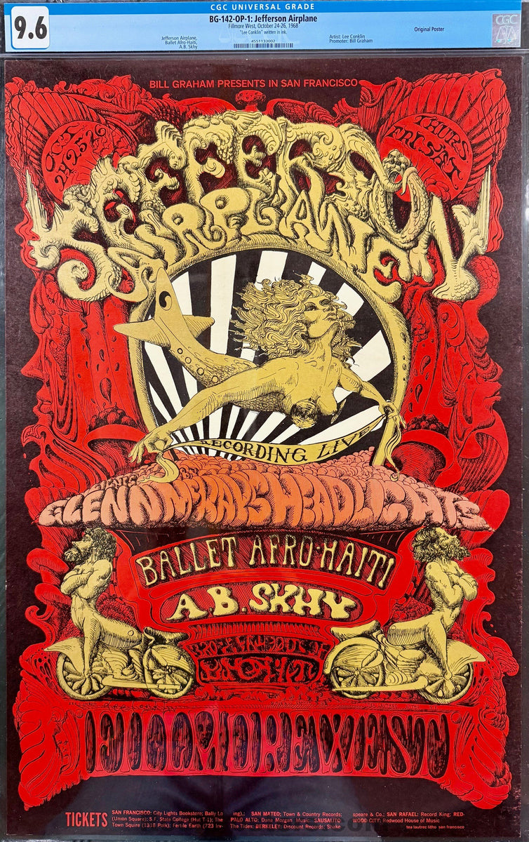 AUCTION - BG-142 - Jefferson Airplane - Lee Conklin Signed - 1968