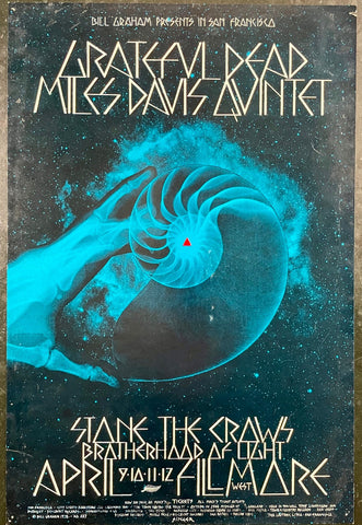 BG-227 - Grateful Dead - Miles Davis - David Singer - 1970 Poster - Fillmore West - Very Good