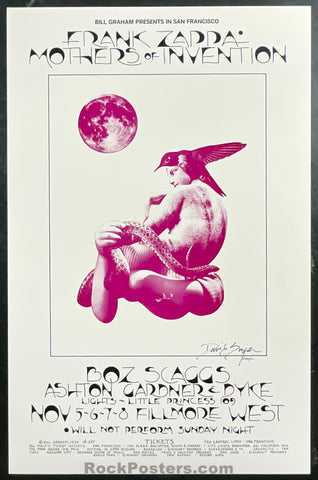 AUCTION - BG-255 - Frank Zappa - David Singer Signed - 1968 Poster - Fillmore West - Near Mint Minus