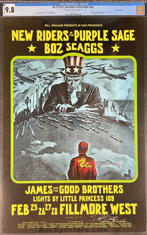 BG-271 - New Riders Purple Sage - David Singer Signed - 1971 Poster - Fillmore West - CGC Graded 9.8