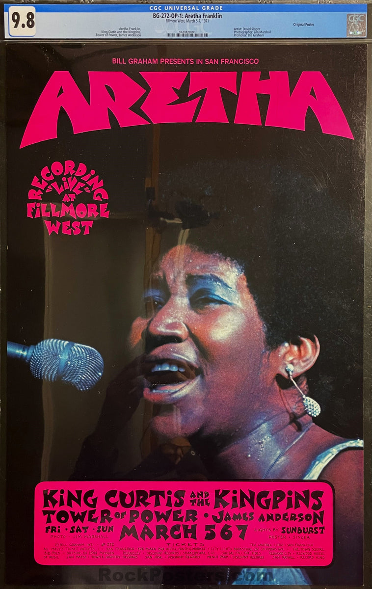 BG-272 - Aretha Franklin - David Singer - 1971 Poster - Fillmore West - CGC  Graded 9.8