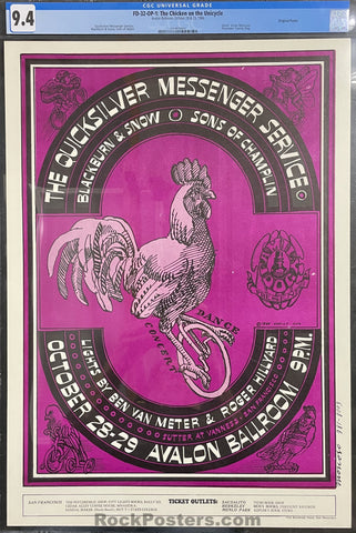 AUCTION - FD-32 - Quicksilver Messenger - Victor Moscoso - 1966 Poster - Avalon Ballroom - CGC Graded 9.4