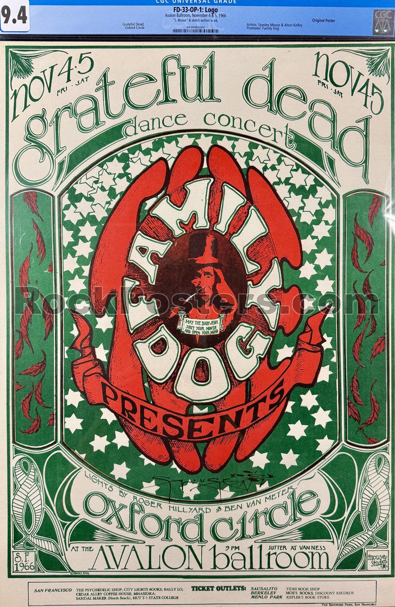 FD-33-OP-1 - Grateful Dead - Mouse Signed - 1966 Poster - Avalon