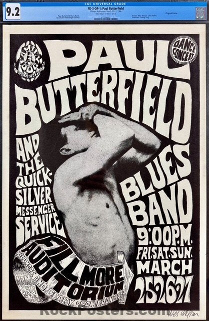 FD-3 - Butterfield Blues Band - Wes Wilson Signed - 1966 Poster