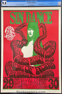 AUCTION - FD-6 - "Sin Dance" - Wes Wilson Signed - 1966 Poster - Avalon Ballroom - CGC Graded 9.8