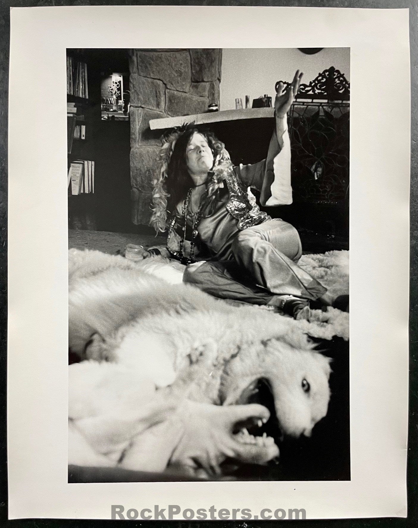 Janis Joplin - Bear Skin Rug - Tony Lane - Black & White Photograph - Excellent