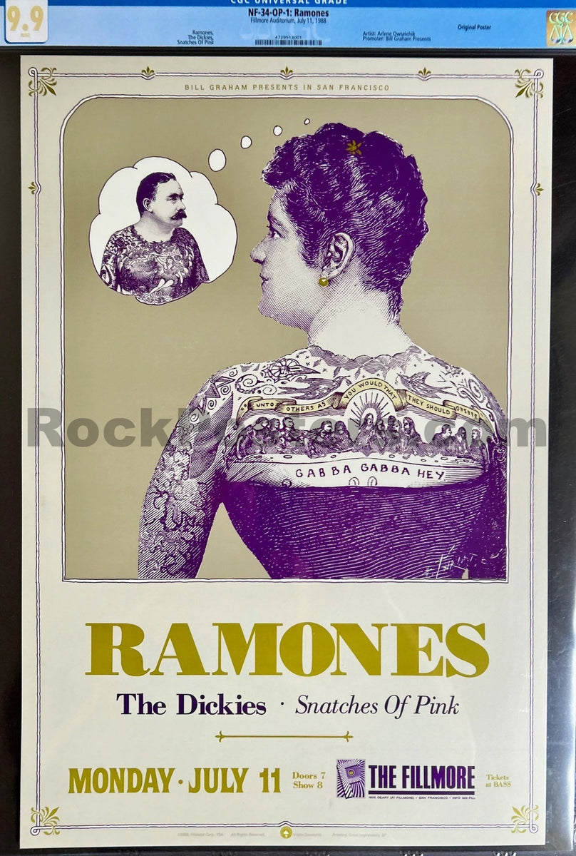 NF-34 - The Ramones - 1988 Poster - The Fillmore - CGC Graded 9.9