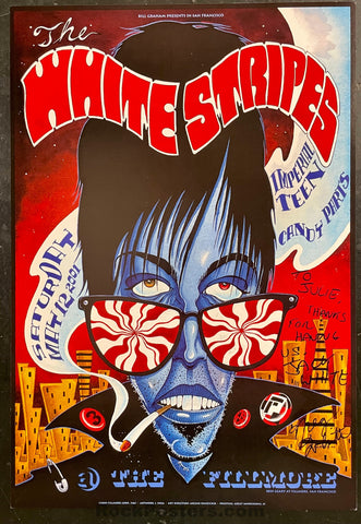 AUCTION - NF-461 - White Stripes - Meg & Jack White SIGNED - 2001 Poster - The Fillmore - Near Mint