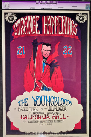 AUCTION - AOR 2.140 - Strange Happenings Youngbloods Poster - California Hall - CGC Graded 9.2