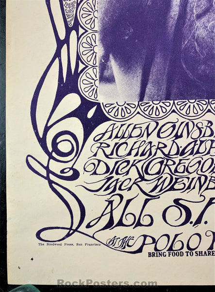 AUCTION - AOR-2.217 - Human Be-In 1967 Poster - Mouse Signed - Golden Gate Park - Excellent