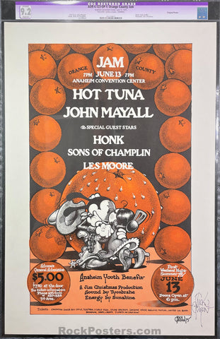 AUCTION - AOR-4.123 - Hot Tuna - 1975 Poster - Rick Griffin Signed - Orange County Jam - CGC Graded 9.2