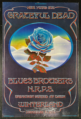 AUCTION - AOR-4.38 -  Grateful Dead Blues Brothers - Mouse SIGNED - Blue Rose Poster - Winterland - Good