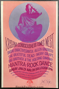 AUCTION - AOR 2.18 - Grateful Dead - Chet Helms Signed - Krishna Consciousness - 1967 Poster - Avalon Ballroom - Near Mint Minus