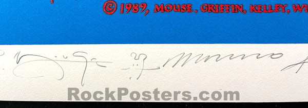 AUCTION - Artist Rights Today -  Jerry Garcia - Wilson, Kelley, Mouse, Moscoso SIGNED - 1989 Poster - Near Mint