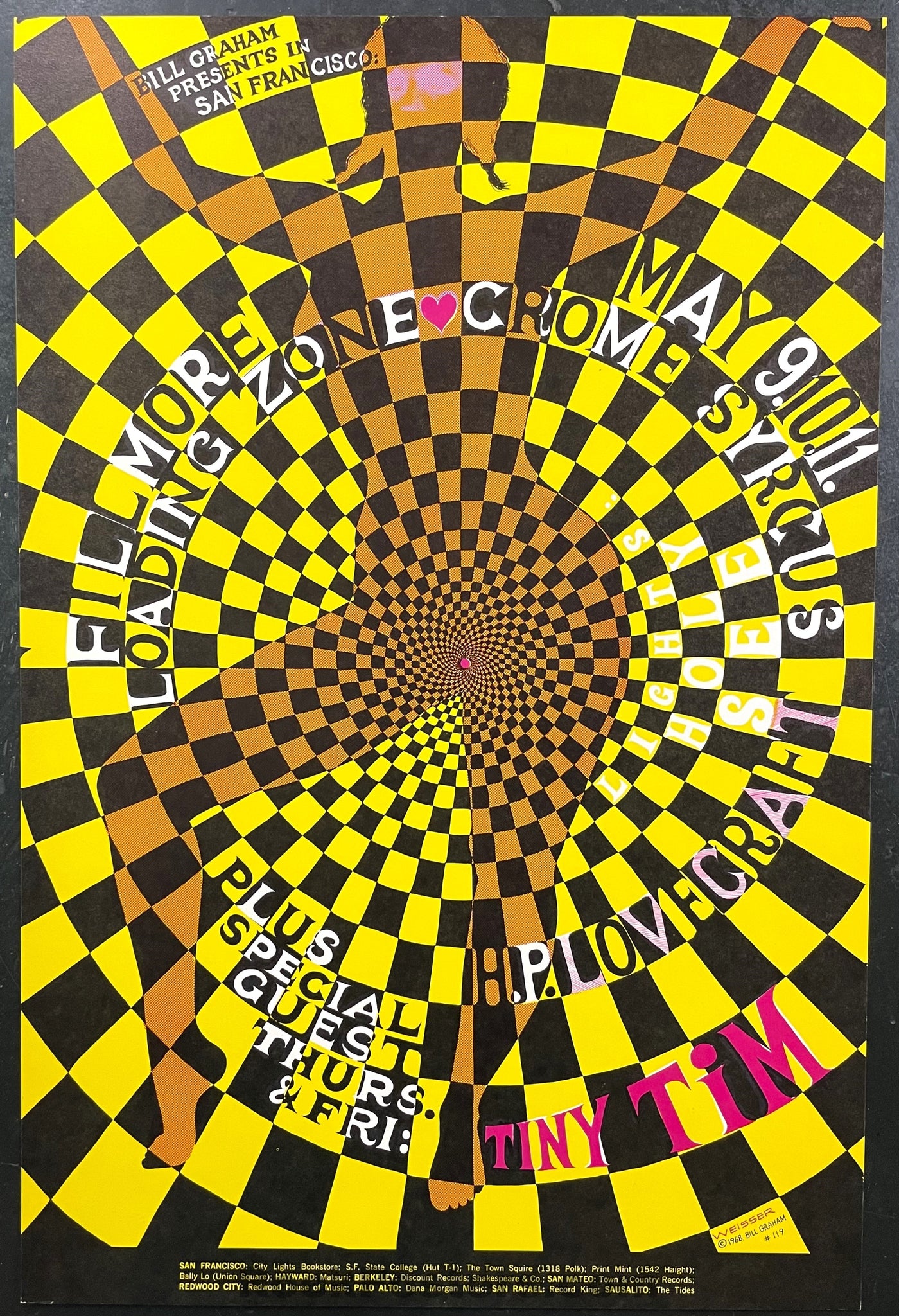 BG-119 - Loading Zone Tiny Tim - 1968 Poster - Fillmore Auditorium - Near Mint