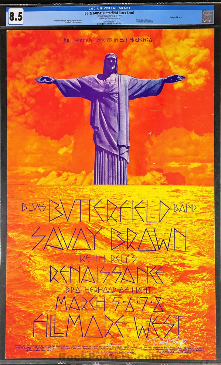 Butterfield Band フィルモアウエスト ポスター AUCTION - BG-221 - Butterfield Blues Band - 1970 Poster - David
