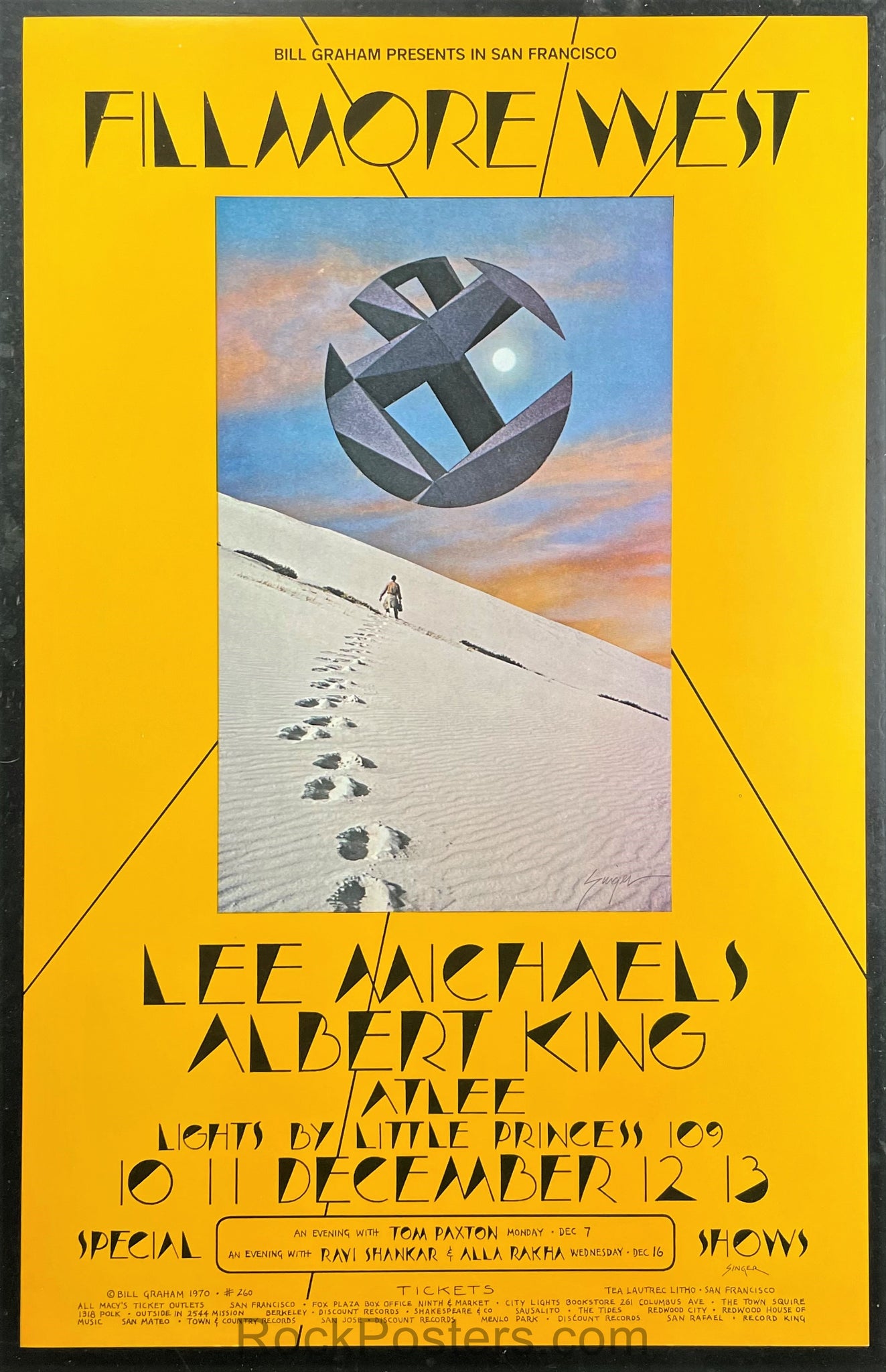 BG-260 - Lee Michaels - 1970 Poster - David Singer Signed - Fillmore West - Near Mint Minus