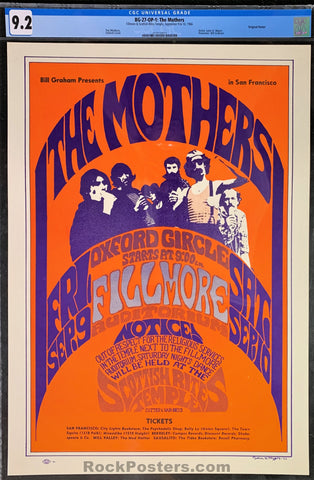 AUCTION - BG-27 - Mothers Frank Zappa - Fillmore Auditorium - CGC Graded 9.2