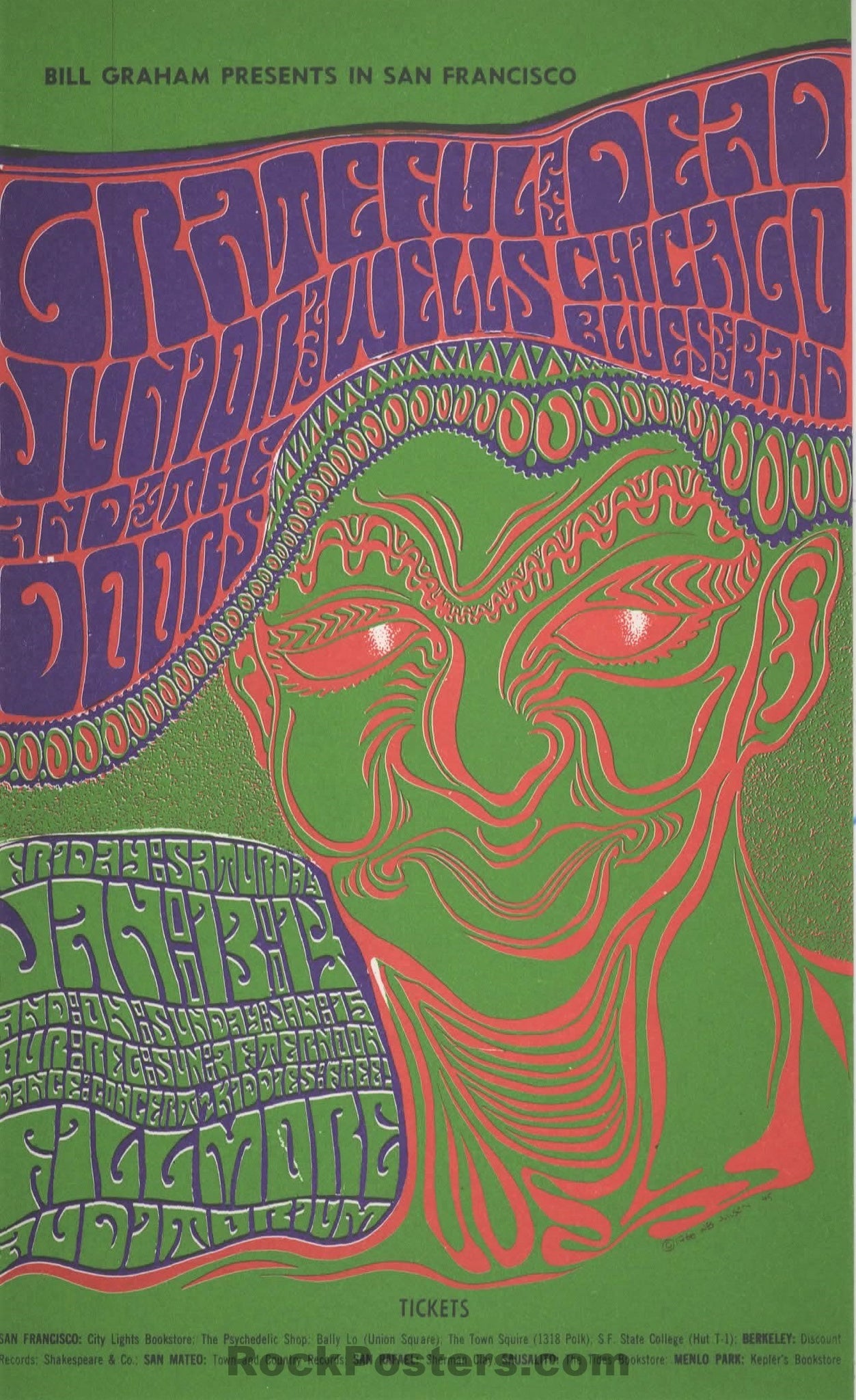 AUCTION - BG-45 - Grateful Dead 1967 Handbill - Fillmore Auditorium - Mint