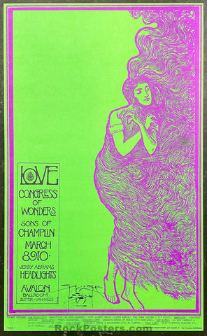 AUCTION - FD-109 - Love Arthur Lee - Stanley Mouse Signed - 1968 Poster - Avalon Ballroom - Near Mint