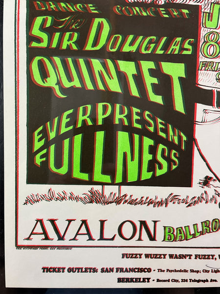 AUCTION - FD-16 - Sir Douglas Quintet - Mouse SIGNED - 1966 Poster - Avalon Ballroom - CGC Graded 9.8