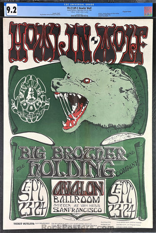 AUCTION -  FD-27 - Howlin Wolf Big Brother - Mouse Signed - 1966 Poster - Avalon Ballroom - CGC Graded 9.2
