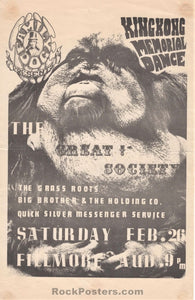 AUCTION - FD-2 - King Kong Memorial - Great Society - 1966 Handbill - Fillmore Auditorium - Excellent