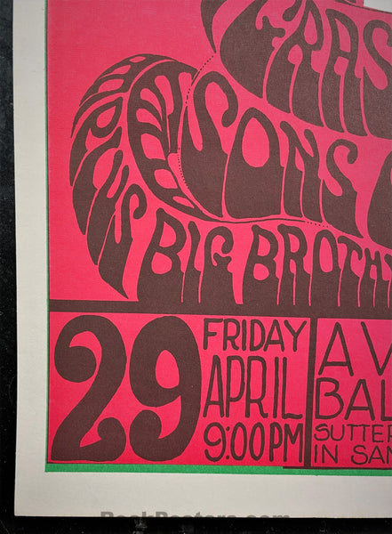 AUCTION - FD-6 - Grass Roots - 1966 Poster - Wes Wilson Signed - Avalon Ballroom - Near Mint Minus