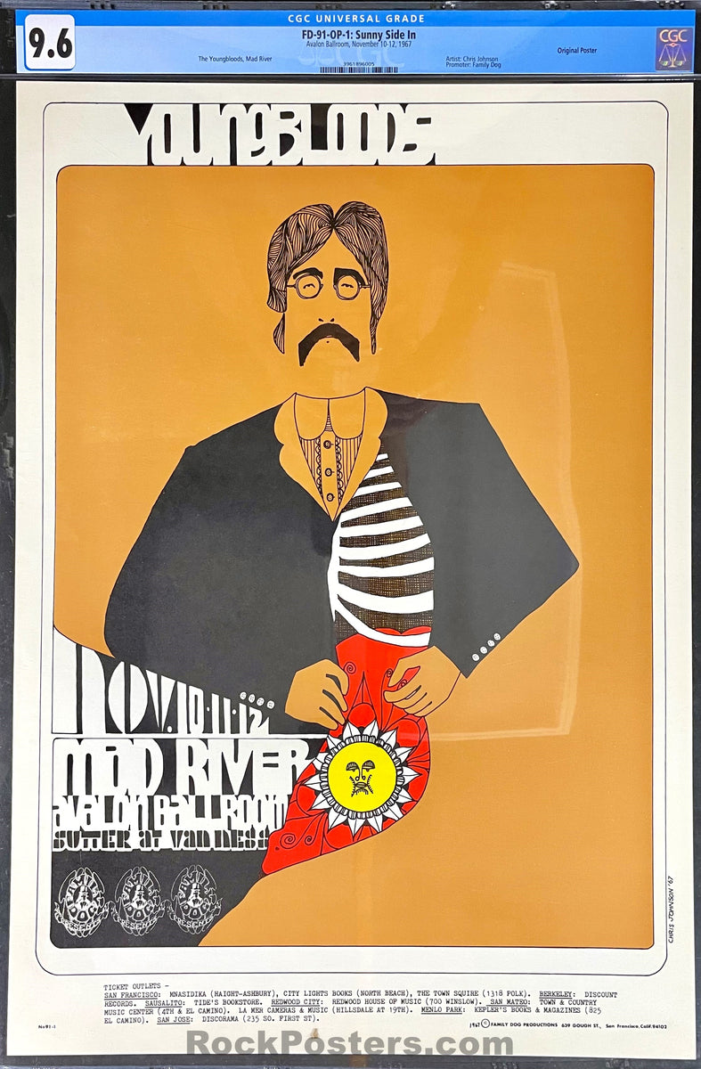 FD-91 - The Youngbloods - 1967 Poster - Avalon Ballroom - CGC