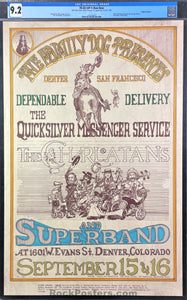 AUCTION - FDD-2 - Quicksilver Messenger Service - 1967 Poster - Family Dog Denver - CGC Graded 9.2