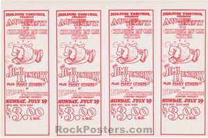 AUCTION - Jimi Hendrix - Frost Stanford - Unused 1970 Ticket Sheet - Near Mint Minus