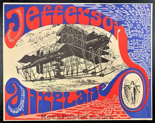 AUCTION -  AOR 3.36 -  Jefferson Airplane Band  & Artist Signed - 1967 Poster - Cal Poly - Near Mint Minus