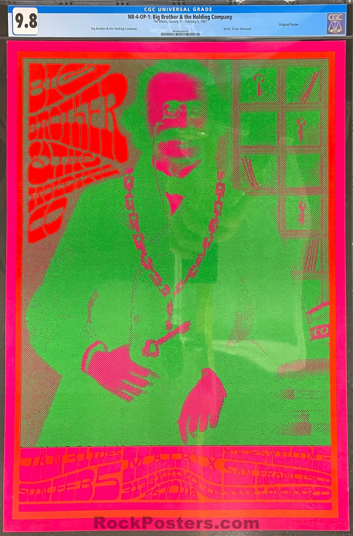 AUCTION - Neon Rose 4 - Big Brother Janis Joplin - 1967 Poster - The Matrix  - CGC Graded 9.8
