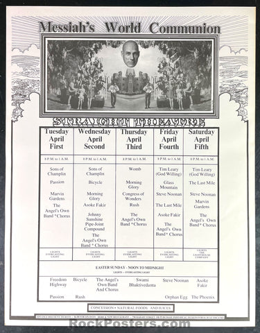 AUCTION - Timothy Leary - Messiah's World Communion - 1969 Calendar Poster - Straight Theater - Near Mint Minus