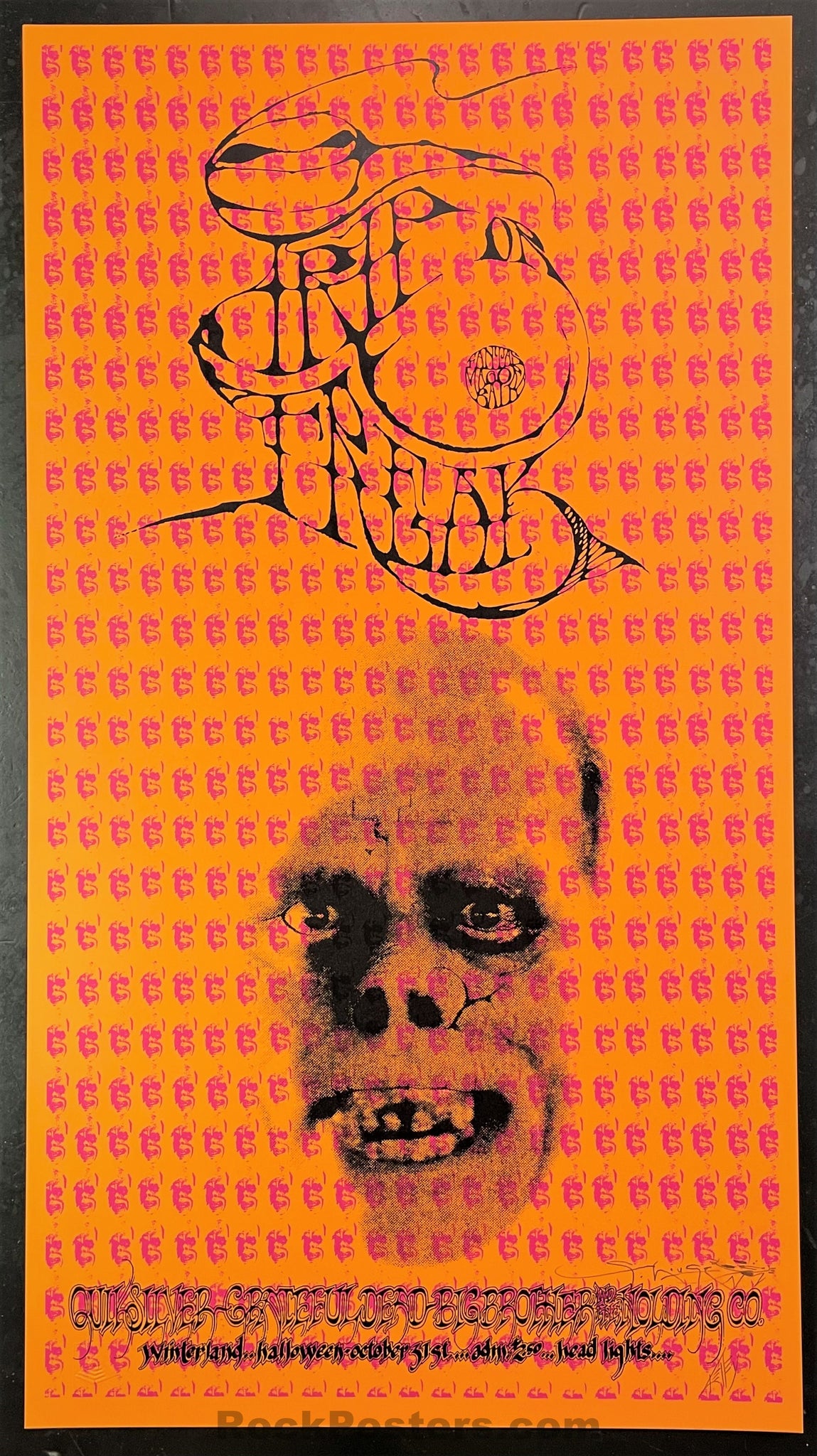 AUCTION - AOR-2.183 - Trip Or Freak 2nd Print Poster - Mouse & Kelley SIGNED - Winterland -  Mint
