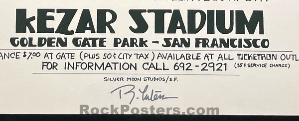 AUCTION - Grateful Dead Led Zeppelin - Randy Tuten Signed - 1973 Poster - Kezar Stadium - Excellent