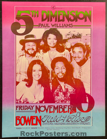 AUCTION - 5th Dimension - Gary Grimshaw - 1972 Poster - Hill Auditorium - Near Mint Minus