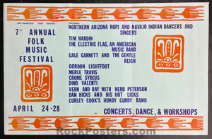 AUCTION - 7th Annual Folk Fest - Gordon Lightfoot - 1968 Poster - SF State College - Excellent