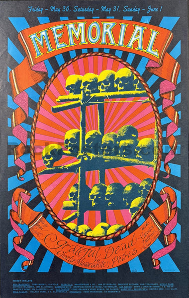 AUCTION - AOR 2.160 - Grateful Dead - "Memorial" -  Alton Kelley - 1968 Poster - Excellent