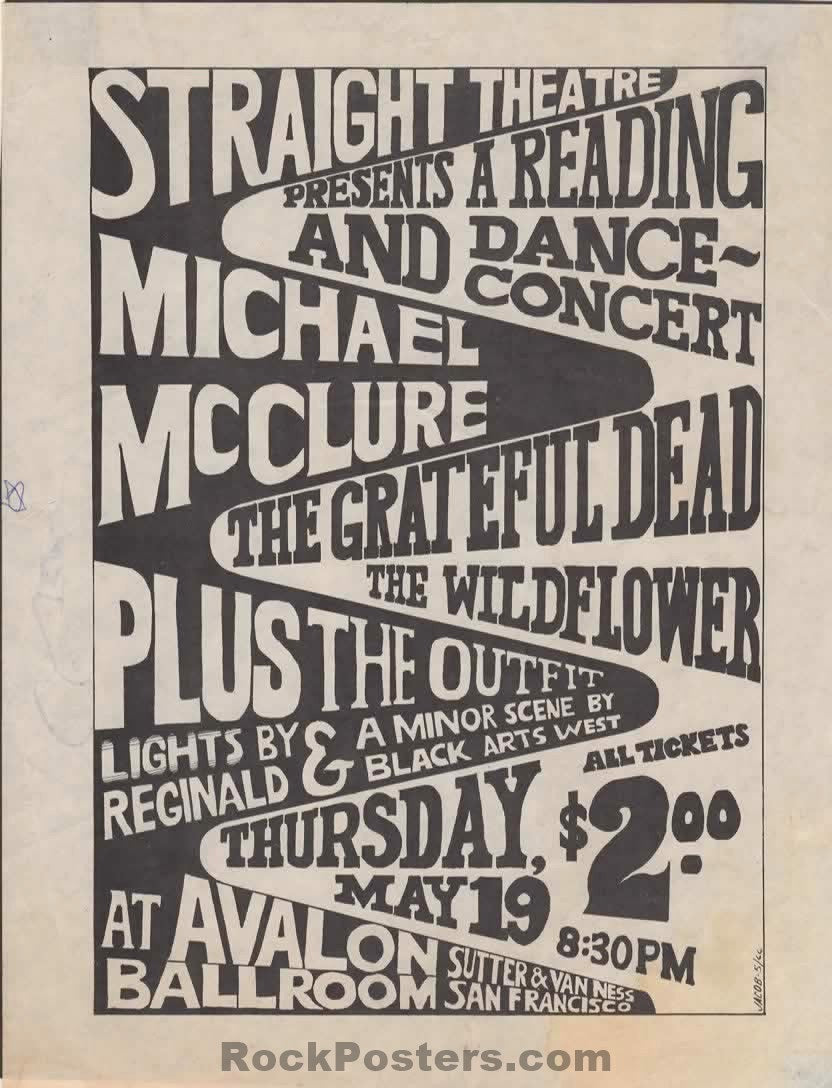 AUCTION - AOR 2.16 - Grateful Dead - 1966 Handbill - Avalon Ballroom - Very Good