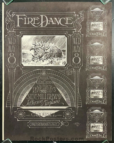 AUCTION - AOR 2.173 - Fire Dance - Stanley Mouse Signed - 1968 Uncut Poster -  Carousel Ballroom - Excellent
