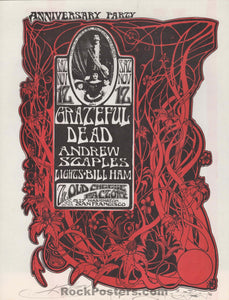 AUCTION - AOR 2.185 - Grateful Dead - 1st Anniversary Party - Mouse/Kelley Signed - 1966 Handbill - Old Cheese Factory - Near Mint